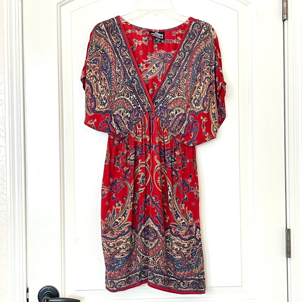 Angie Medium Dress Red Blue Paisley